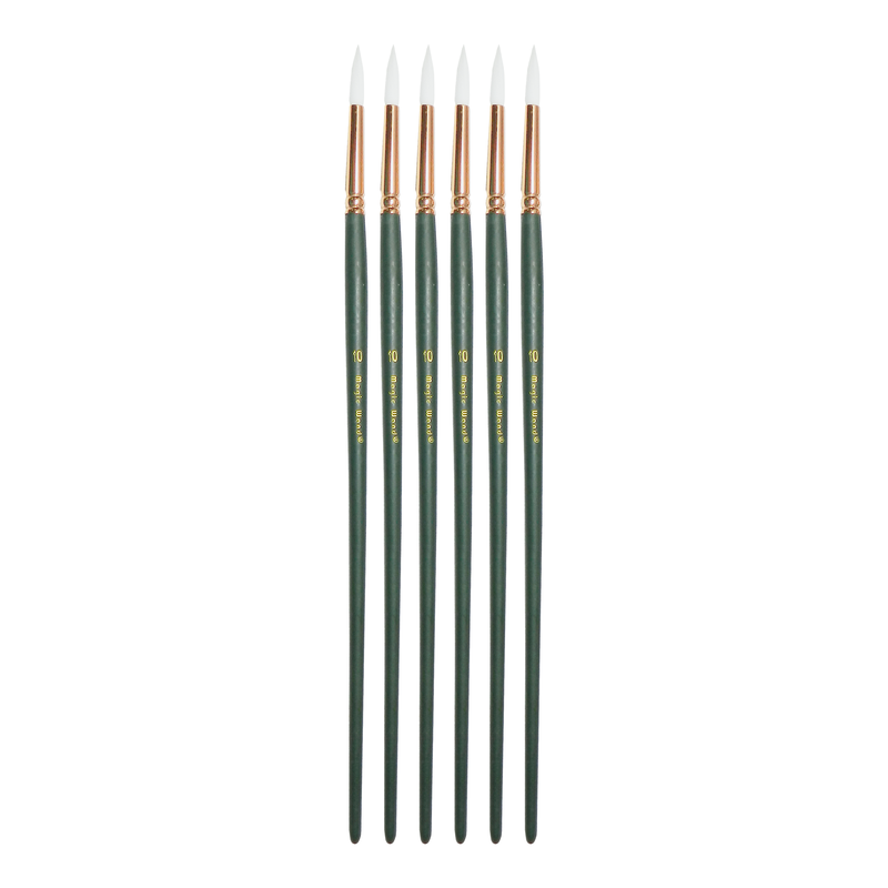 PINCEL SINTETIC `CS` REDONDO PREMIUM BLANCO #10 PQ.6pz.MANGO LARGO VERDE
