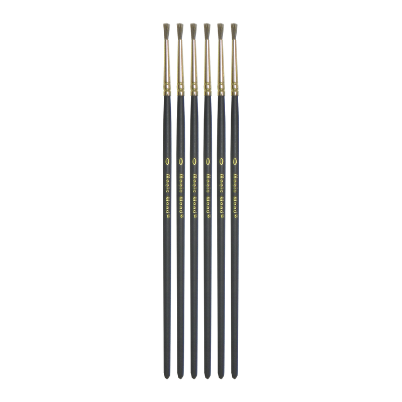 PINCEL PELO CABRA `CS` REDONDO COPA MARRON # 0 PQ.6pz.MANGO CORTO NEGRO