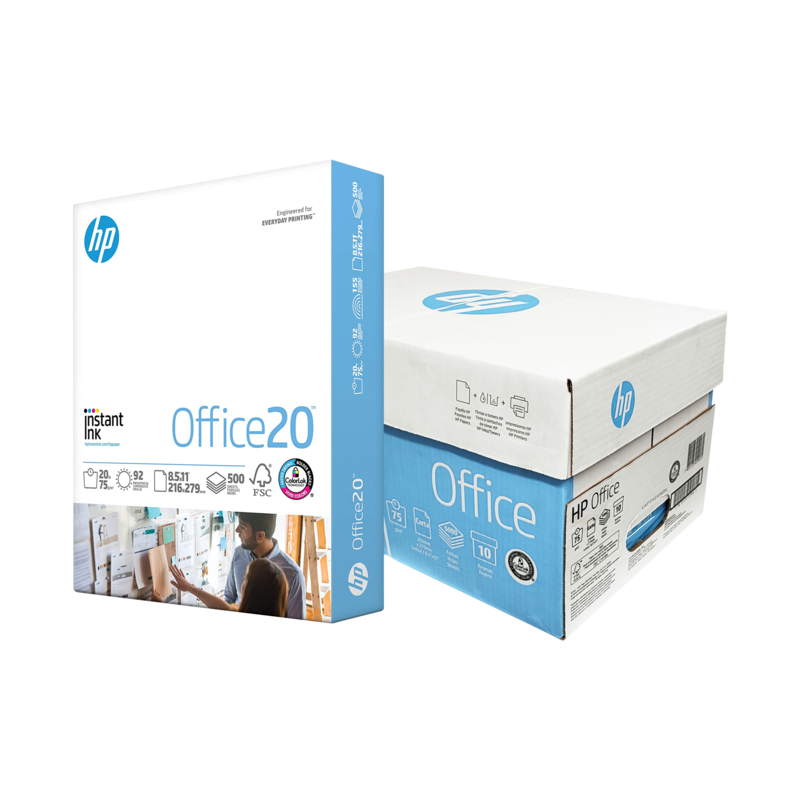 PAPEL BOND FOTOCOPIA `HP` OFICIO CAL.20/75gr.CJ.10rs.216x330mm.(8.5x13