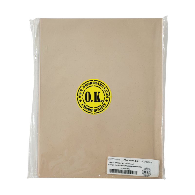 CARTULINA FINA `WT` 216x279mm.PQ.100pz. 90gr.ECONATURAL BEIGE ARENA FINA