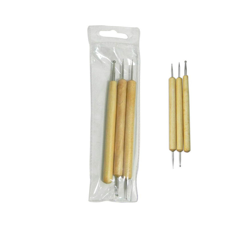 REPUJADORES P/PORCELANA FRIA `OK` ACERO-INOX.DOBLE PUNTA JG.3pz.