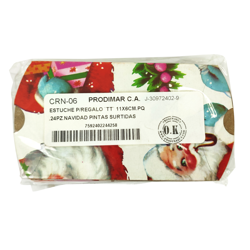 ESTUCHE P/REGALO `TT` 11X6CM.PQ.24PZ.NAVIDAD PINTAS SURTIDAS