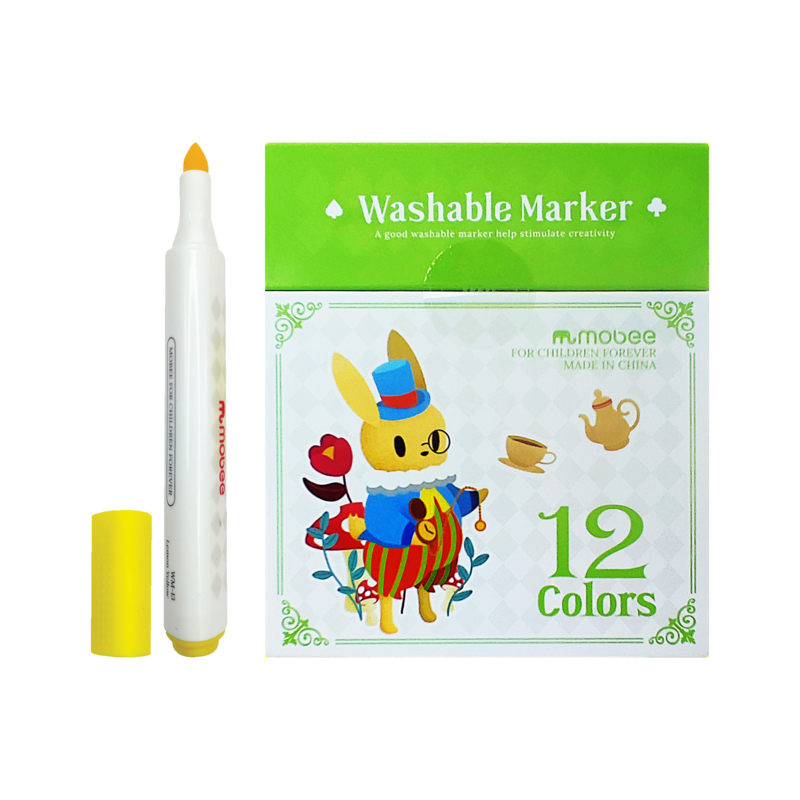 MARCADOR INFANTIL 'MB' LAVABLE PTA.DE SEGURIDAD GRUESA BASE AGUA ET.12pz.COL.SURT.