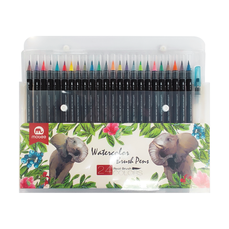 MARCADORES P/DISENO `MB` ACUARELABLE BRUSH 6,0MM.ST.24PZ.COL.SURT.+MEZCLADOR