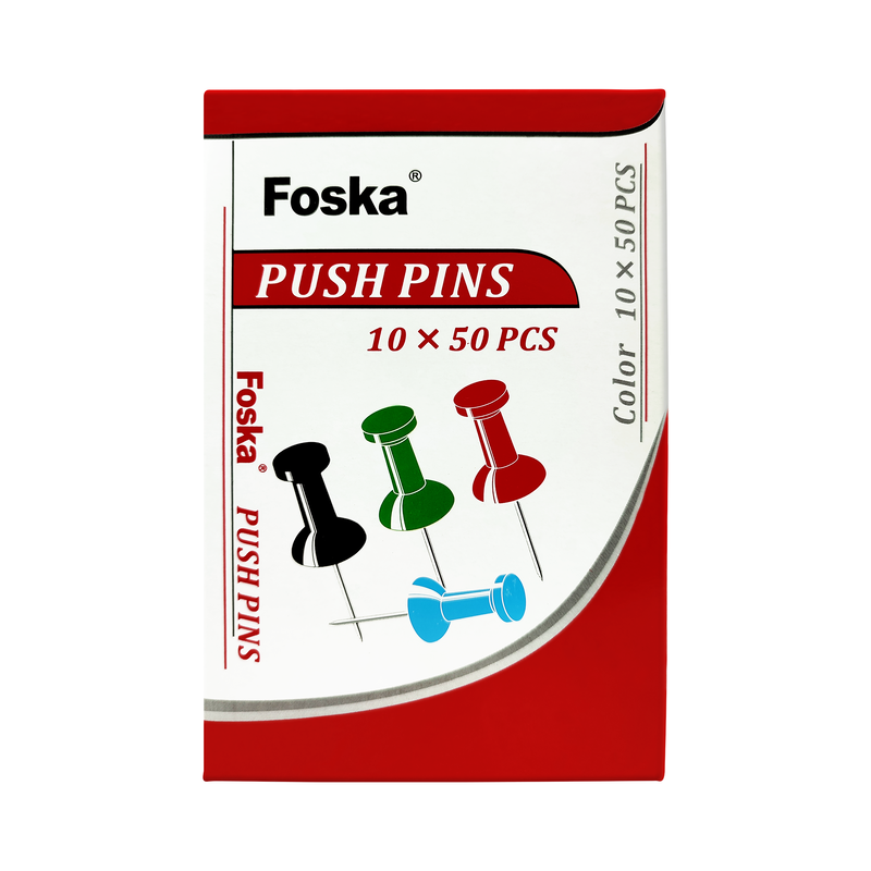 ALFILERES P/MAPA `FK` PQ.C/10cj.x50pz.C/U.PINES T/BOTALON COLORES SURT.