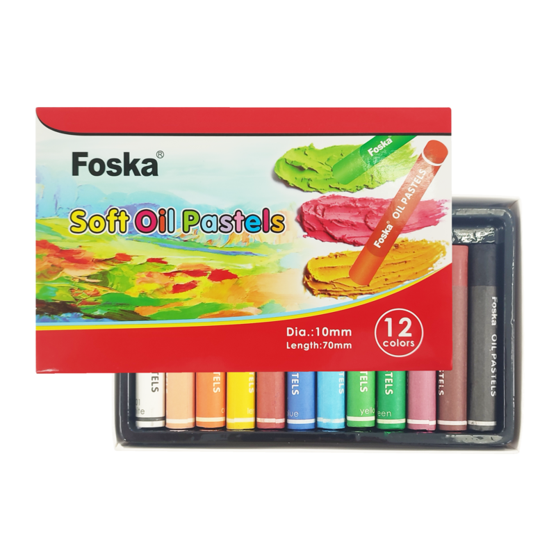 PASTELES AL OLEO `FK` BARRA CUADRADA CJ.12pz.10x70mm.TONOS BRILLANTES COL.SURT.