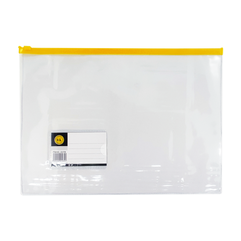 SOBRE PLASTICO (PPO) `OK` A4/ OFICIO PQ.10pz.C/CIERRE 33x24cm.COL.SURT.