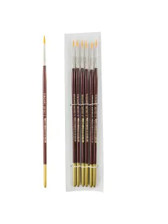 PINCEL SINTETICO `SA` DELINEADOR REDONDO GOLD # 2 PQ.12pz.MANGO CORTO CROMO/VINO TINTO