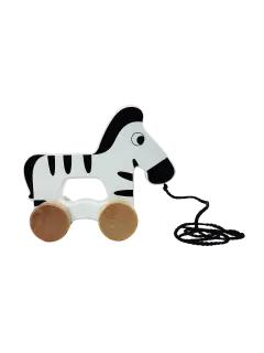 JUEGO DIDACTICO 'KC' CON RUEDAS CEBRA P/HALAR P/18 MESES O +.JG.1kt.1pz.MADERA ENEBRO