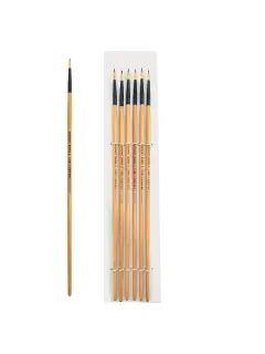 PINCEL SINTETICO `SA` REDONDO PREMIUM GOLD # 4 PQ.12pz.MANGO LARGO NEGRO+NATURAL BARNIZ
