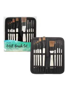 SET PINCELES ARTISTA PONY "SA" VARIOS FORMATOS ET.10PZ.SURT.MANGO CORTO C/BROCHAS/ETC.