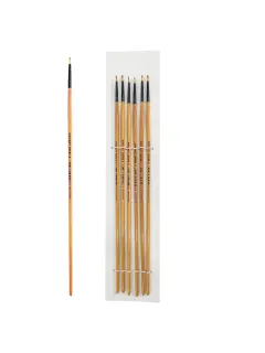 PINCEL SINTETICO `SA` REDONDO PREMIUM GOLD # 0 PQ.12PZ.MANGO LARGO NEGRO+NATURAL BARNIZ