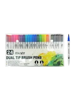 MARCADOR P/DISENO `FK` ACUARELABLES DOBLE PUNTA BRUSH+FINO ST.24 COL.SURT.