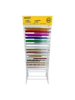 EXHIBIDOR OK VACIO 110X40X200CM.C/28 COLGADORES P/ROLLOS FILMS/CONTACTO/REGALO