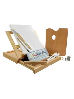 ESTUCHE-CABALLETE ARTISTICO MADERA T/ESTUDIO "SA" CJ.1PZ.PLEGABLE 26X34X5CM.BARNIZADO