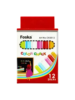 TIZA SECA P/PIZARRA T/TRADICIONAL `FK` PQ.20cj.x12pz.C/U.ANTIALERGICA COLORES