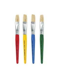 PINCEL CERDA BLANCA `SA` PLANO LARGO # 12 PQ.12pz.MANGO CORTO ALUMIN./ROJO/ESCOLAR