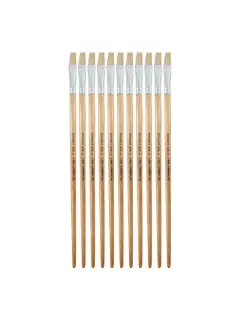 PINCEL CERDA BLANCA `SA` PLANO LARGO # 8 PQ.12pz.MANGO LARGO NATURAL