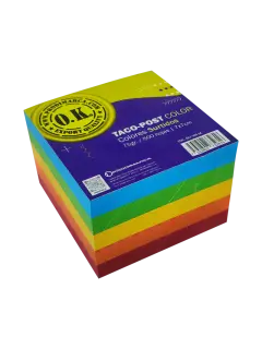 BLOCK TACO-POST 'OK' BOND 75gr.MULTICOLOR 7x7cm.500hj.PQ.3pz.TONOS COLOR