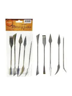 SET HERRAM.P/CERAMISTAS `SA` ESTECAS ACERO INOX.JG.5PZ.DOBLE PUNTA 20CM.