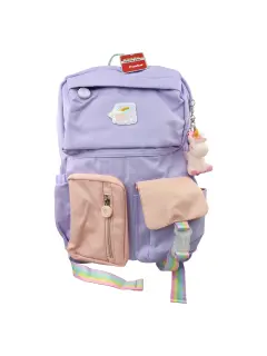 MORRAL ESCOLAR 'FK' ERGONOMICO/IMPERMEABLE/REFLECTIVO EP.1pz.44x31x13cm.PASTEL-MORADO