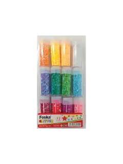 BISUTERIA LENTEJUELAS (PE) `FK` ET.12pz.x15cc.C/U.COLOR SURT.DIAM.5mm.ESTRELLAS
