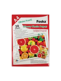 PAPEL FOTOGRAFICO 'FK' ALTO BRILLO 210x297mm.PQ.20hj.DE 180gr./m2,
