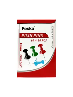 ALFILERES P/MAPA `FK` PQ.C/10cj.x50pz.C/U.PINES T/BOTALON COLORES SURT.
