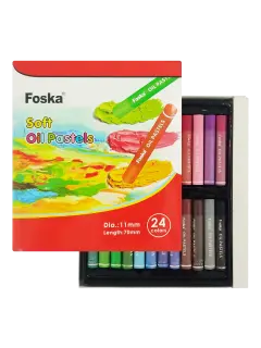 PASTELES AL OLEO `FK` BARRA CUADRADA CJ.24pz.10x70mm.TONOS BRILLANTES COL.SURT.