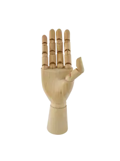 MANIQUI ARTICULADO `SA` MANO DERECHA MADERA CJ.1PZ.H:18CM.(7") NATURAL