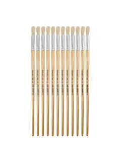 PINCEL CERDA BLANCA `SA` REDONDO UNIVERSAL #10 PQ.12pz.MANGO LARGO NATURAL