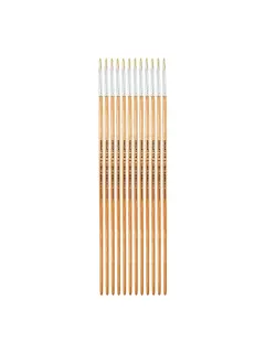 PINCEL CERDA BLANCA `SA` PLANO LARGO # 2 PQ.12pz.MANGO LARGO NATURAL