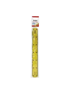 REGLA PLASTICA (XPS) 'FK' 30cm.CJ.12pz.SIN BISEL/DOBLE MEDIDAS FLEXICOLOR TONOS SURT.