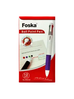 BOLIGRAFO DE 4 COLORES `FK` CJ.12pz.PLASTICO C/REPUESTOS NEGRO/AZUL/ROJO/VERDE