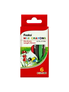 CREYONES DE CERA `FK` CJ.6pz. COLORES FINOS DIAM.8mm.xLARGO 90mm.