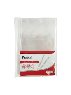 FUNDAS PROTECTORAS PLASTICAS (PP) P/CARPETAS `FK` PQ.100pz. 235x345mm.OFICIO C/11 HUECOS
