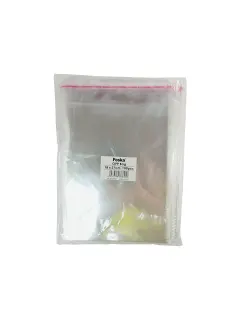 BOLSA PLASTICA (PPO) CRISTAL FK 18x27cm.C/SOLAPA Y PEGA PQ.100pz.SIN FUELLE