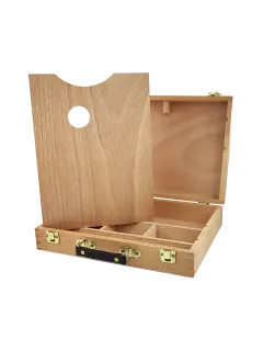 ESTUCHE ARTISTICO MADERA `SA` 32x25x7cm.CJ.1pz.C/2 BANDEJAS+10 DIVISIONES/BARNIZADO