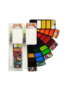 PINTURAS SET PROFESIONAL ACUARELA `SA` ET.33pz.x5cc.C/U.EN PASTILLAS COL.SURT.ALTA CONCENTR.