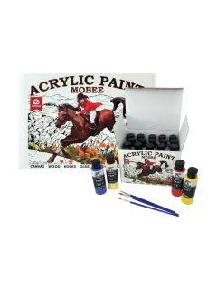 PINTURAS SET ESTUDIO ACRYLICA DECORATIVA 'MB' CJ.20pz.x60cc.C/U.FLIP-TOP/COL.SURT.+3 PINCELES