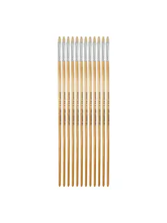 PINCEL CERDA BLANCA `SA` PLANO LARGO # 4 PQ.12pz.MANGO LARGO NATURAL