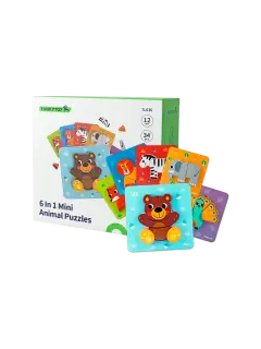 JUEGO DIDACTICO 'KC' ROMPECABEZAS DE 6 ANIMALES P/1 AÑO O +.JG.1kt.34pz.MDF/CARTULINA