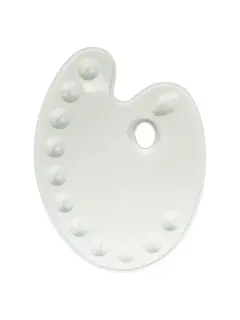 PALETA ARTISTICA CLASICA `SA` PLASTICO CJ.1pz.27x35cm.OVALADA 12 CAVIDADES