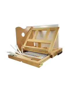 SET PINTURAS ESTUDIO AL OLEO SA ET.23PZ.33,5X26X5(28)CM.C/PINCELES/LIENZO/PALET/ESTUCHE-CABALLETE DE MADER