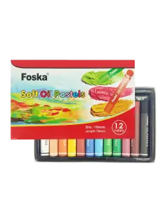 PASTELES AL OLEO `FK` BARRA CUADRADA CJ.12pz.10x70mm.TONOS BRILLANTES COL.SURT.