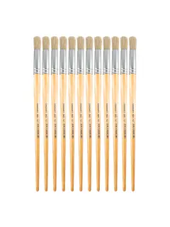PINCEL CERDA BLANCA `SA` REDONDO UNIVERSAL #12 PQ.12pz.MANGO LARGO NATURAL