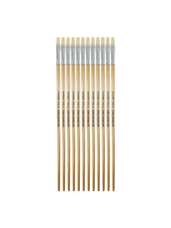 PINCEL CERDA BLANCA `SA` PLANO LARGO # 6 PQ.12pz.MANGO LARGO NATURAL