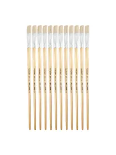 PINCEL CERDA BLANCA `SA` PLANO LARGO #10 PQ.12pz.MANGO LARGO NATURAL