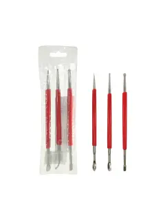 SET HERRAM.P/CERAMISTAS `SA` ESTECAS ACERO INOX.MGO.PLASTICO JG.3PZ.DOBLE PUNTA 25CM.