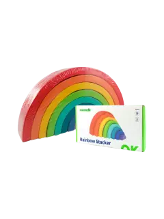 JUEGO DIDACTICO 'KC' MEDIOS ARCOS APILADOS ARCOIRIS P/2 AÑOS O +.JG.1kt.8pz.MADERA PINO